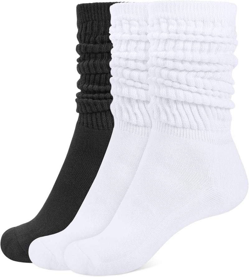 CLOSEMATE Womens Crew Slouch Socks Cotton Soft Scrunch for Boots Loafers Sneakers 3 Pairs - Image 1